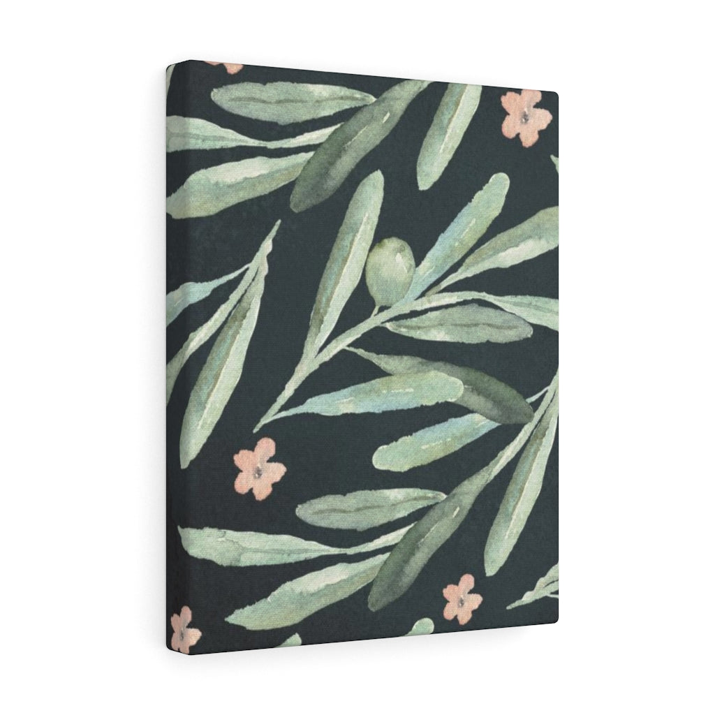 FLORAL WALL CANVAS ART | Green Navy Blue Pink