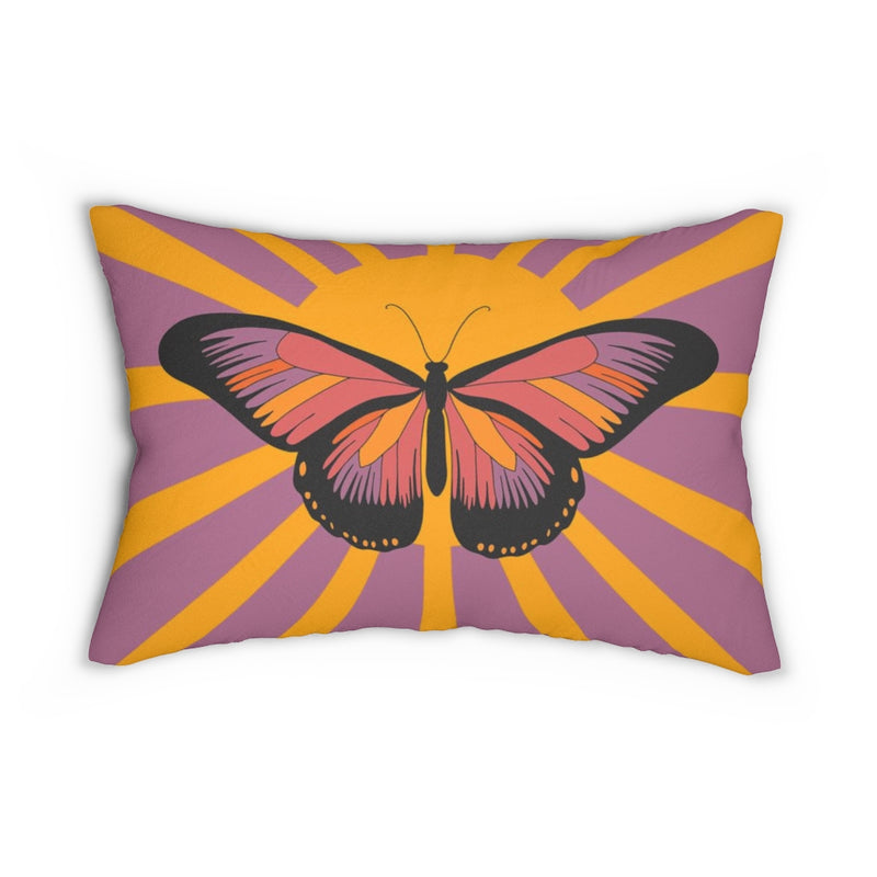 Retro Boho Lumbar Pillow | Purple Orange Butterfly
