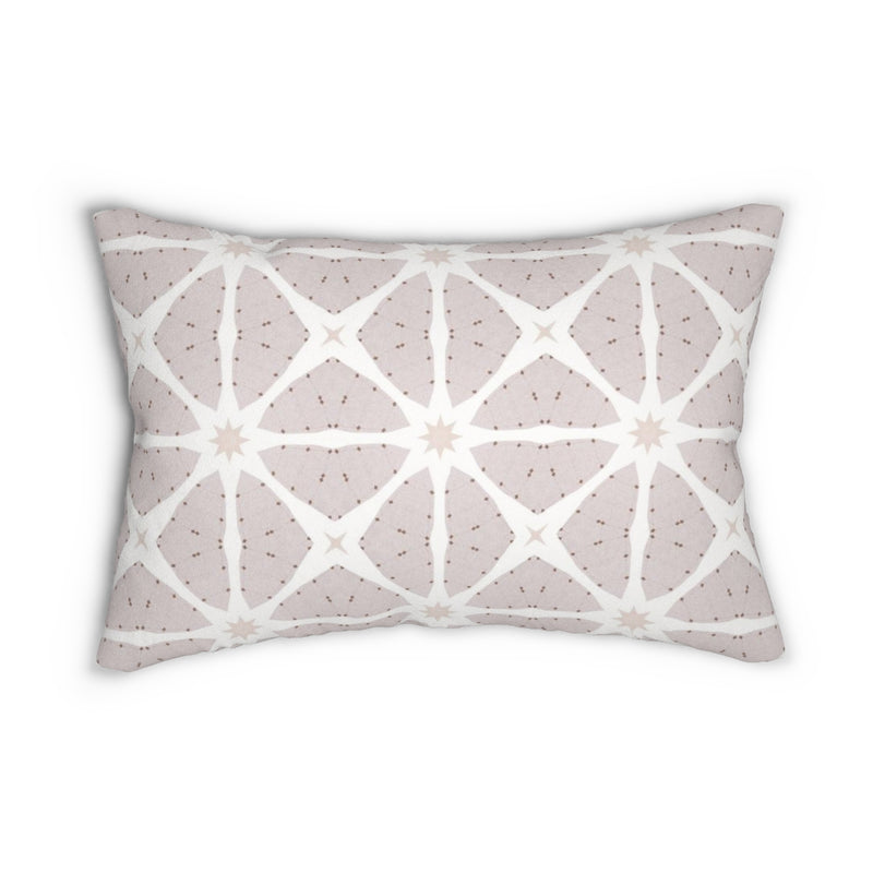 Geometric Lumbar Pillow | White Pink Cream