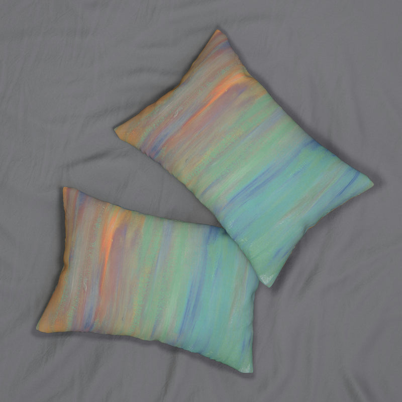 Abstract Lumbar Pillow | Muted Green fields