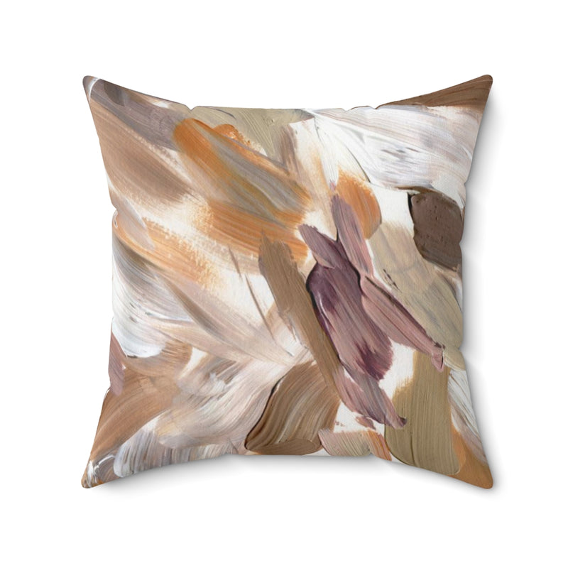 Abstract Pillow Cover | Brown White Beige