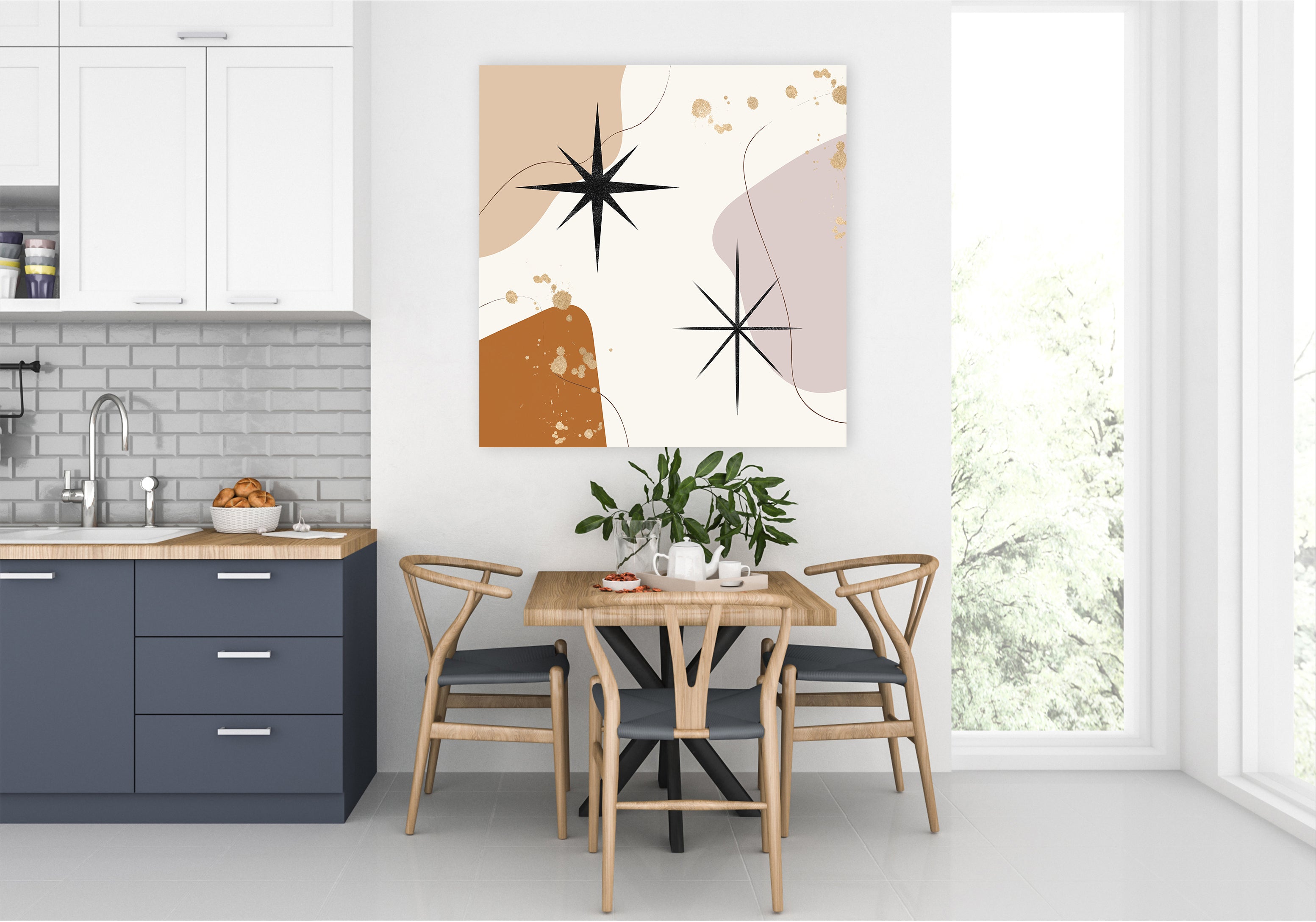 Bohemian Canvas Wall Art | Rust Pastel Beige Black