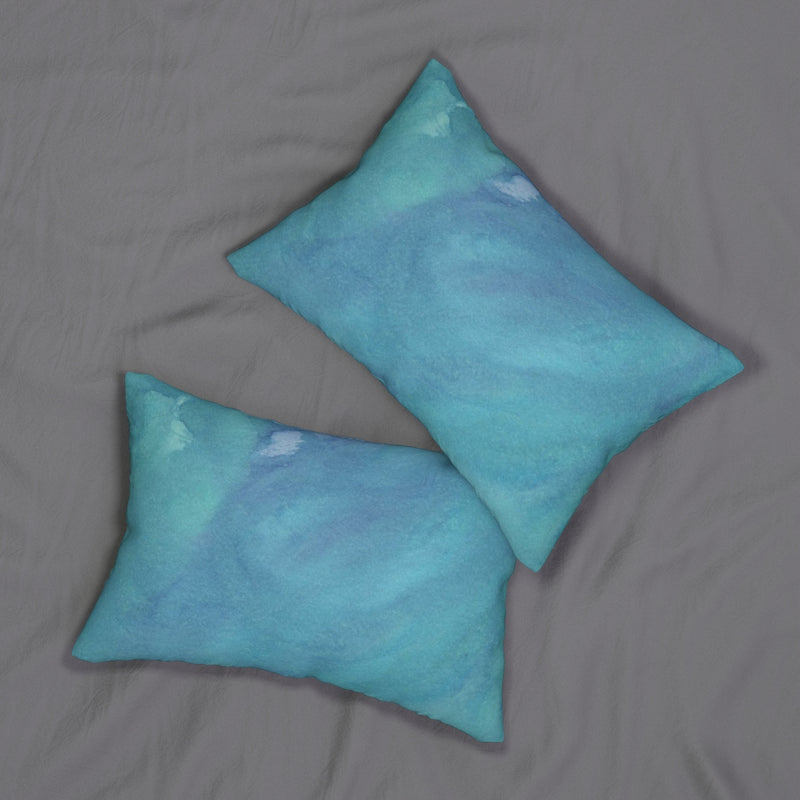Abstract Boho Lumbar Pillow | Teal Green Blue