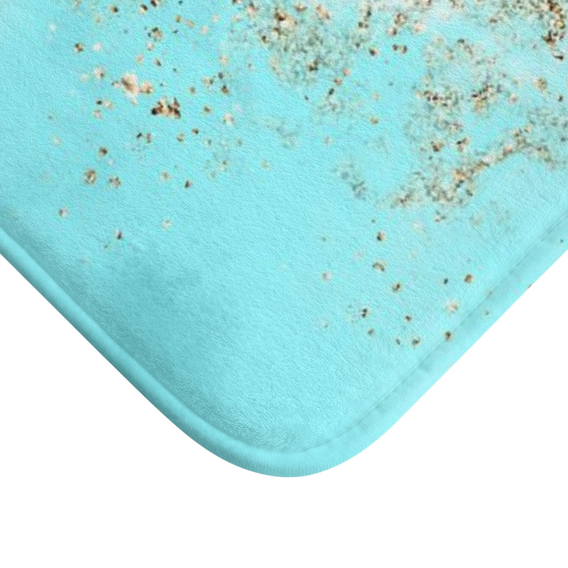 Cute Bath Mat | Teal Blue Sand Beige | Minimalist Bathroom Decor