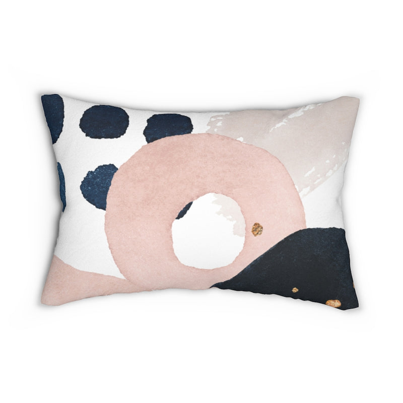 Abstract Boho Lumbar Pillow | Blush Pink White Navy Blue