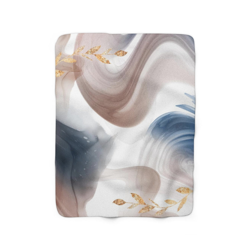 Floral Comfy Blanket | Beige Navy Gold Leaves