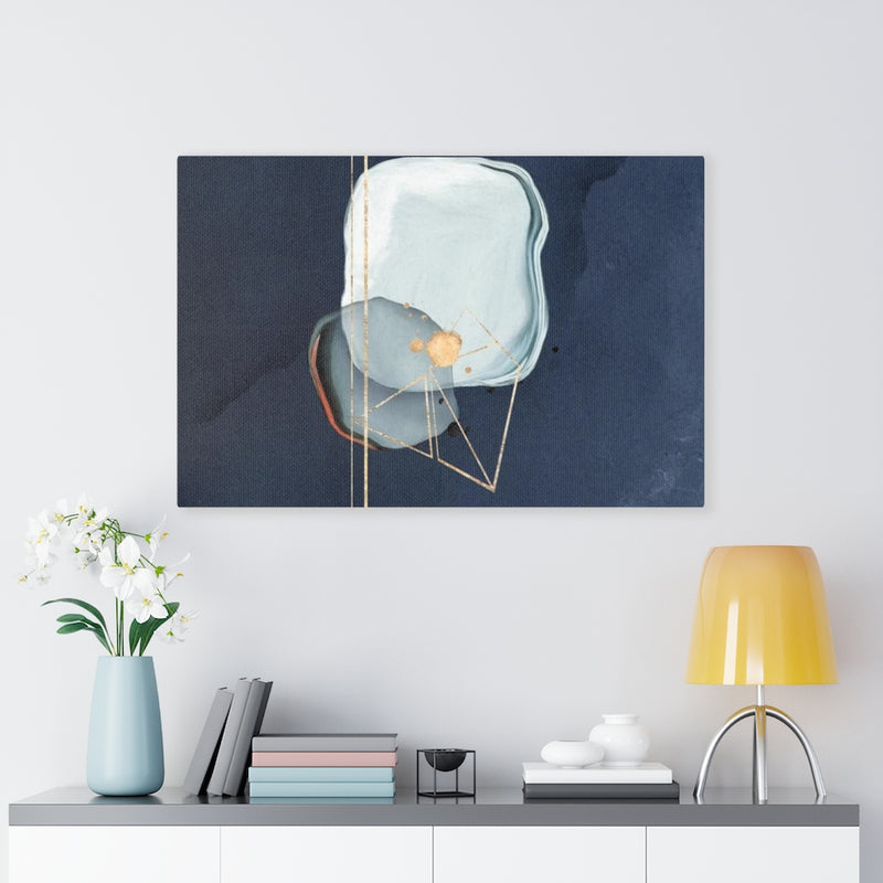 ABSTRACT WALL CANVAS ART | Navy Blue Teal Gold