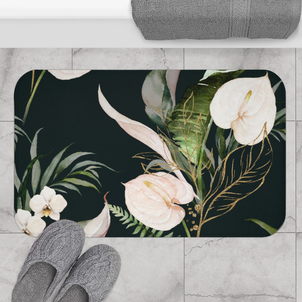 botanical green kitchen mat