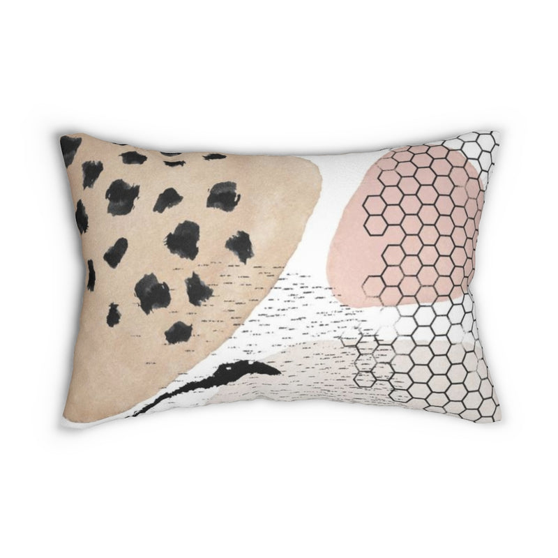 Abstract Boho Lumbar Pillow | Beige Blush Pink