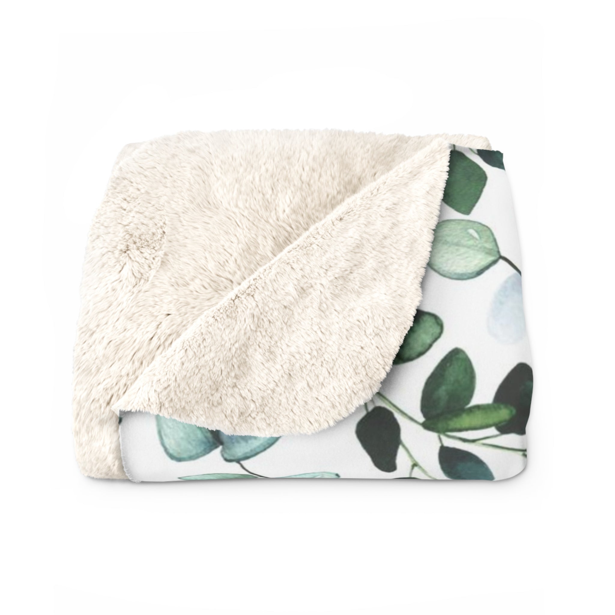 Floral Blanket | Forest Green White Leaves