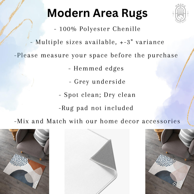 Round Area Rug | Navy Cream Abstract
