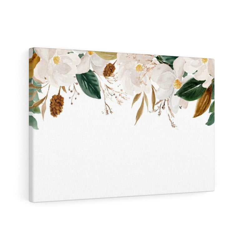 FLORAL WALL CANVAS ART | White Beige Green Magnolia Blooms