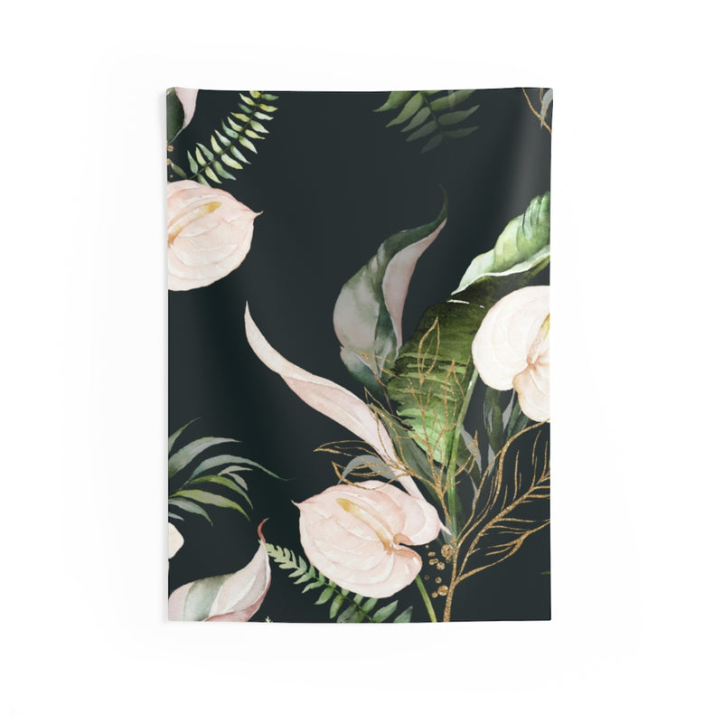 Floral Tapestry | Black Cream Green Orchids