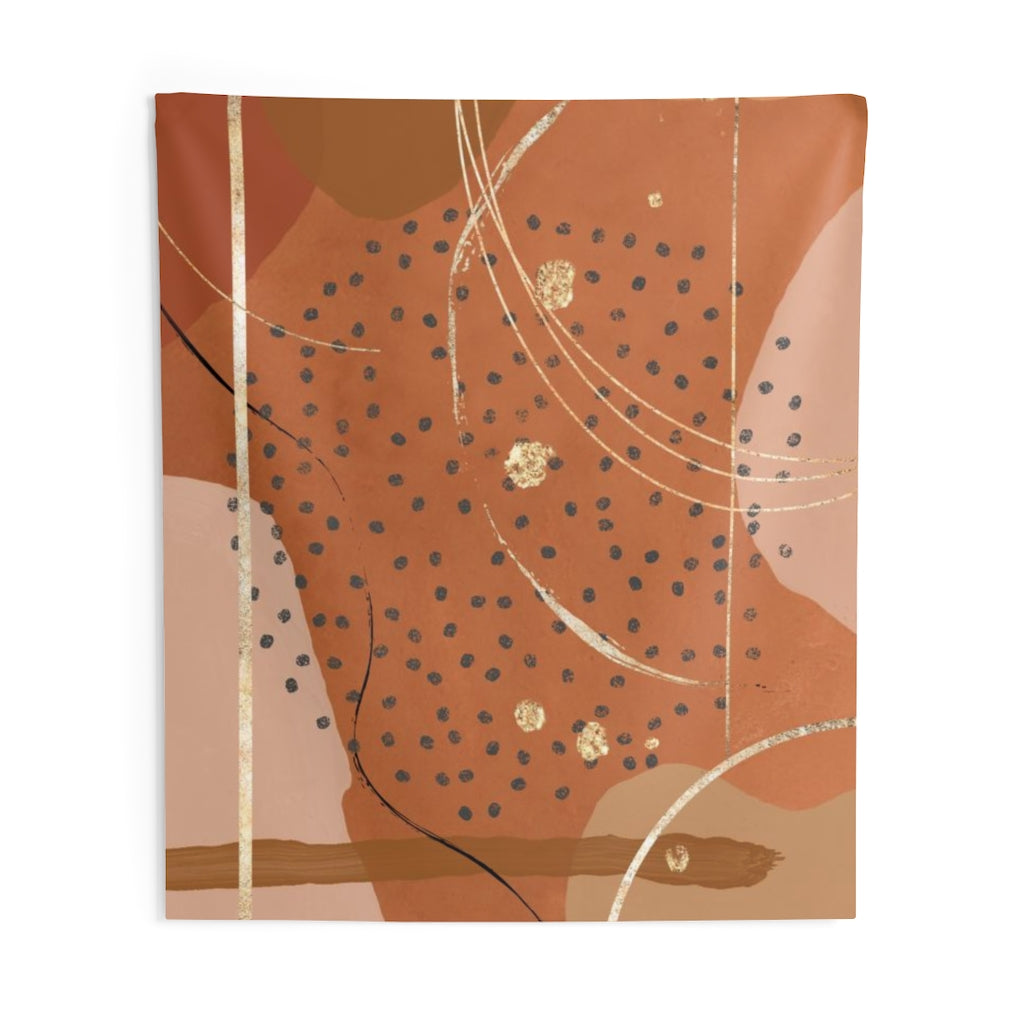 Abstract Tapestry | Terracotta Gold Navy Blue