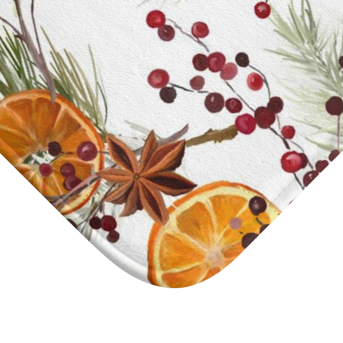 Christmas Bath Mat | White Orange Citrus Mistletoe