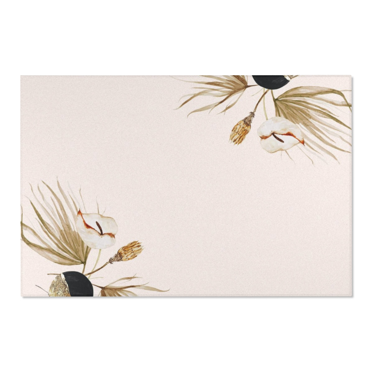 Floral Area Rug | Beige Brown Lilies