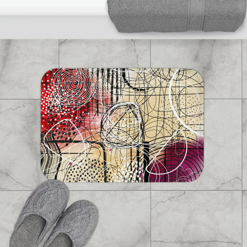 Abstract Bath Mat | Red Purple
