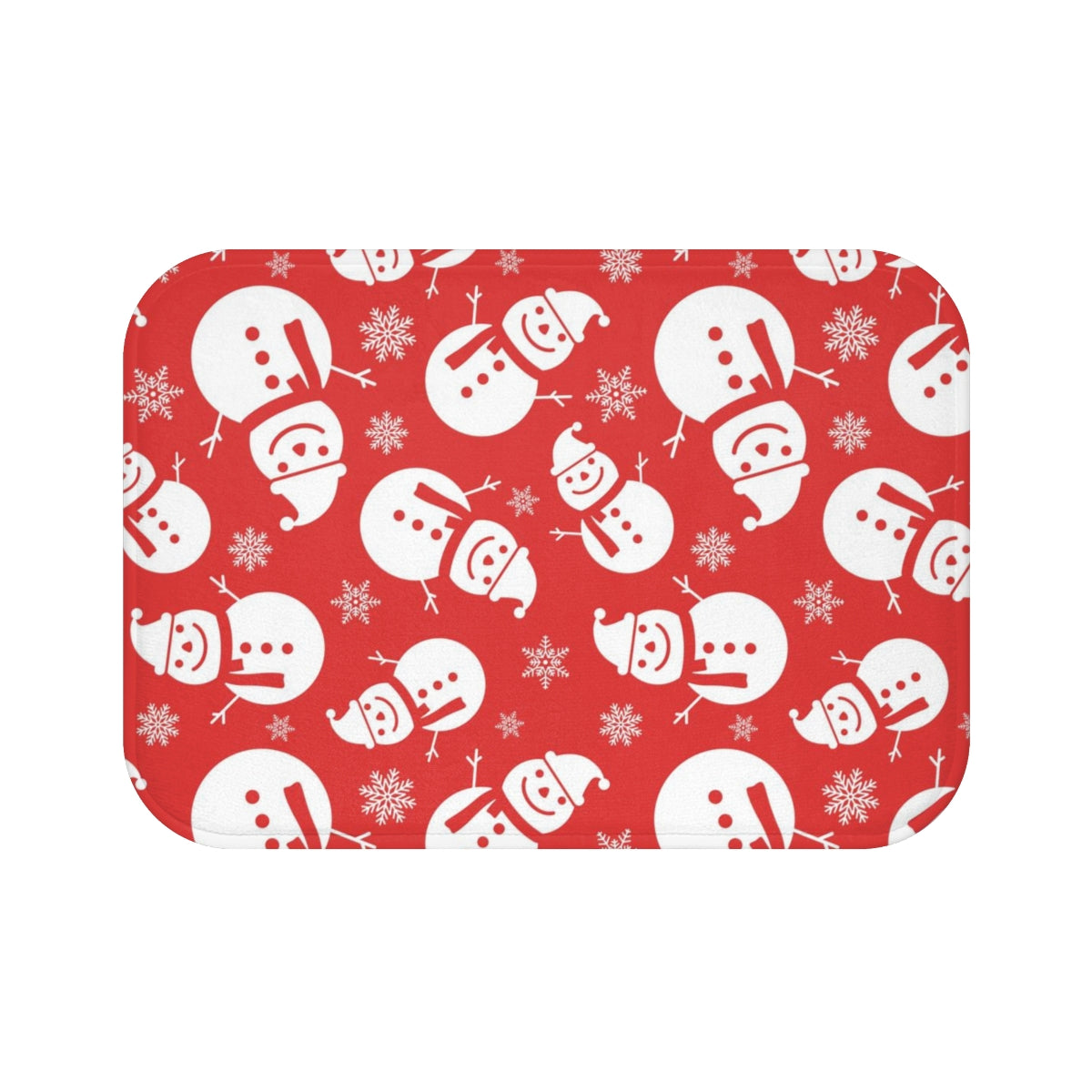 Christmas Bath Mat | Red White Snowman Patterns