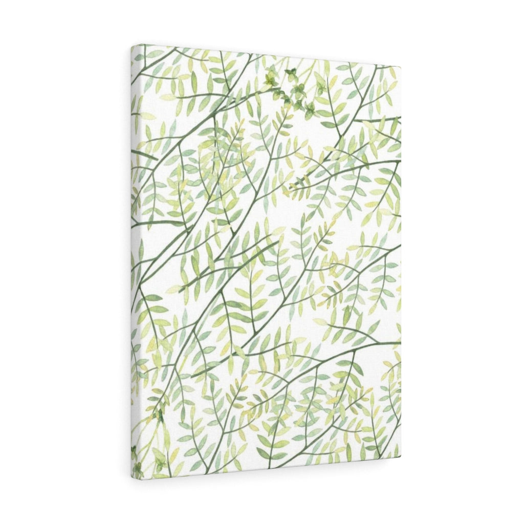 FLORAL WALL CANVAS ART | White Green Yellow Leaves