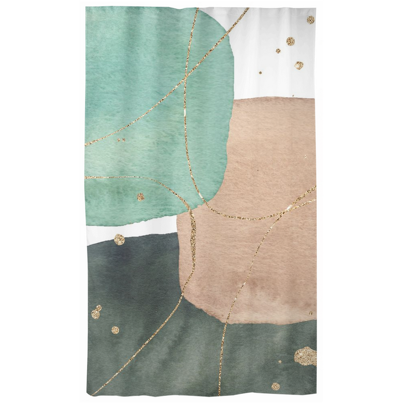 Abstract Window Curtains | Mint Forest Green