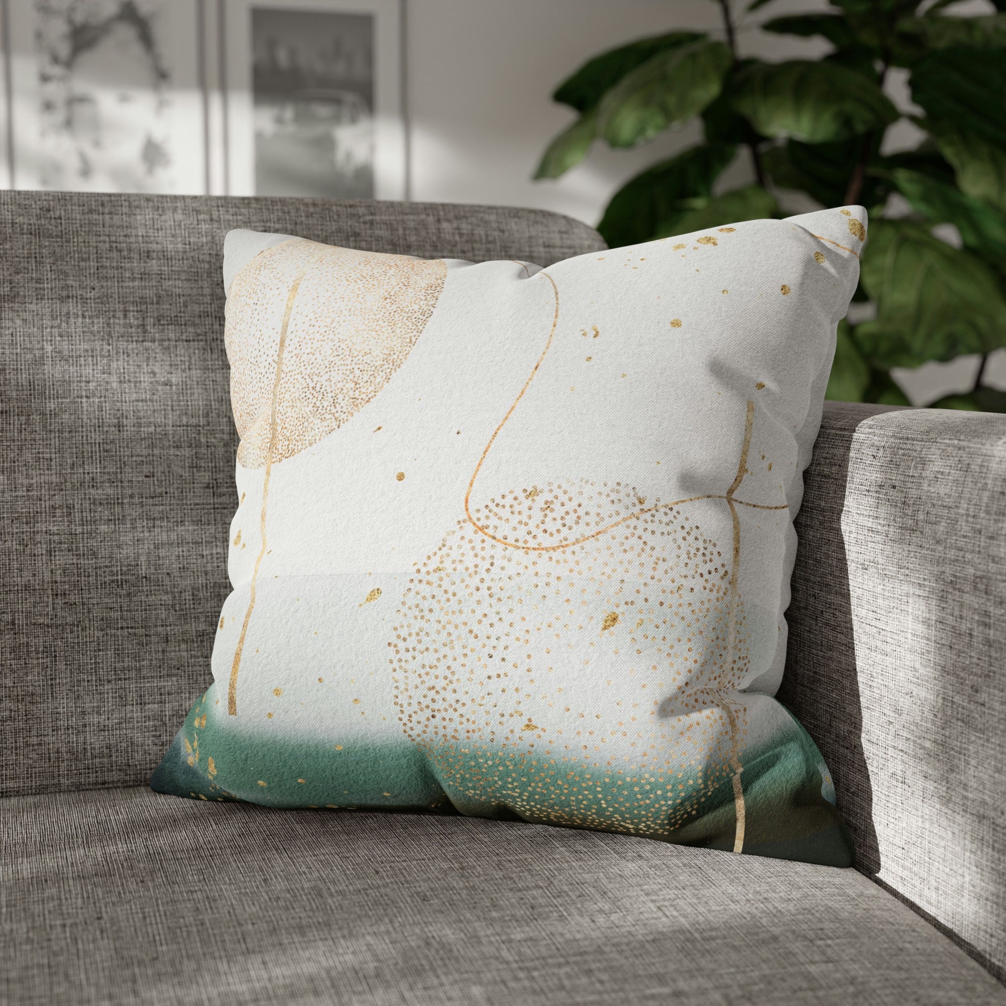 Abstract Boho Pillow Cover | Green Ombre Beige