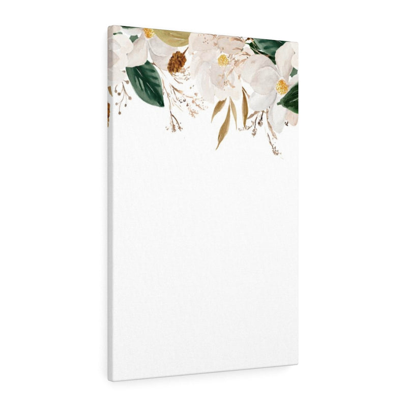 FLORAL WALL CANVAS ART | White Beige Green Magnolia Blooms