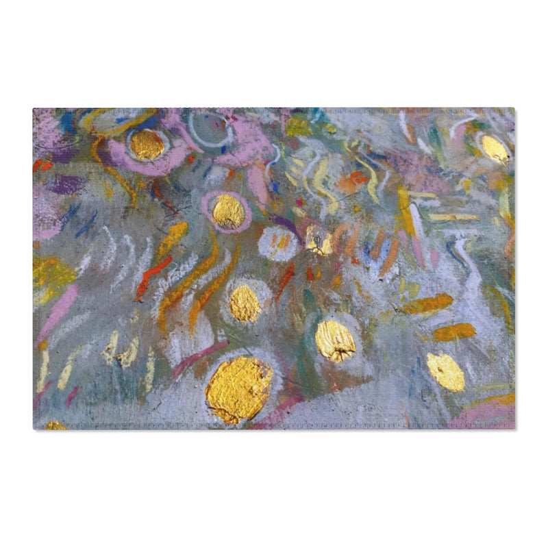 Abstract Area Rug | Pink Lavender Gold Acrylic