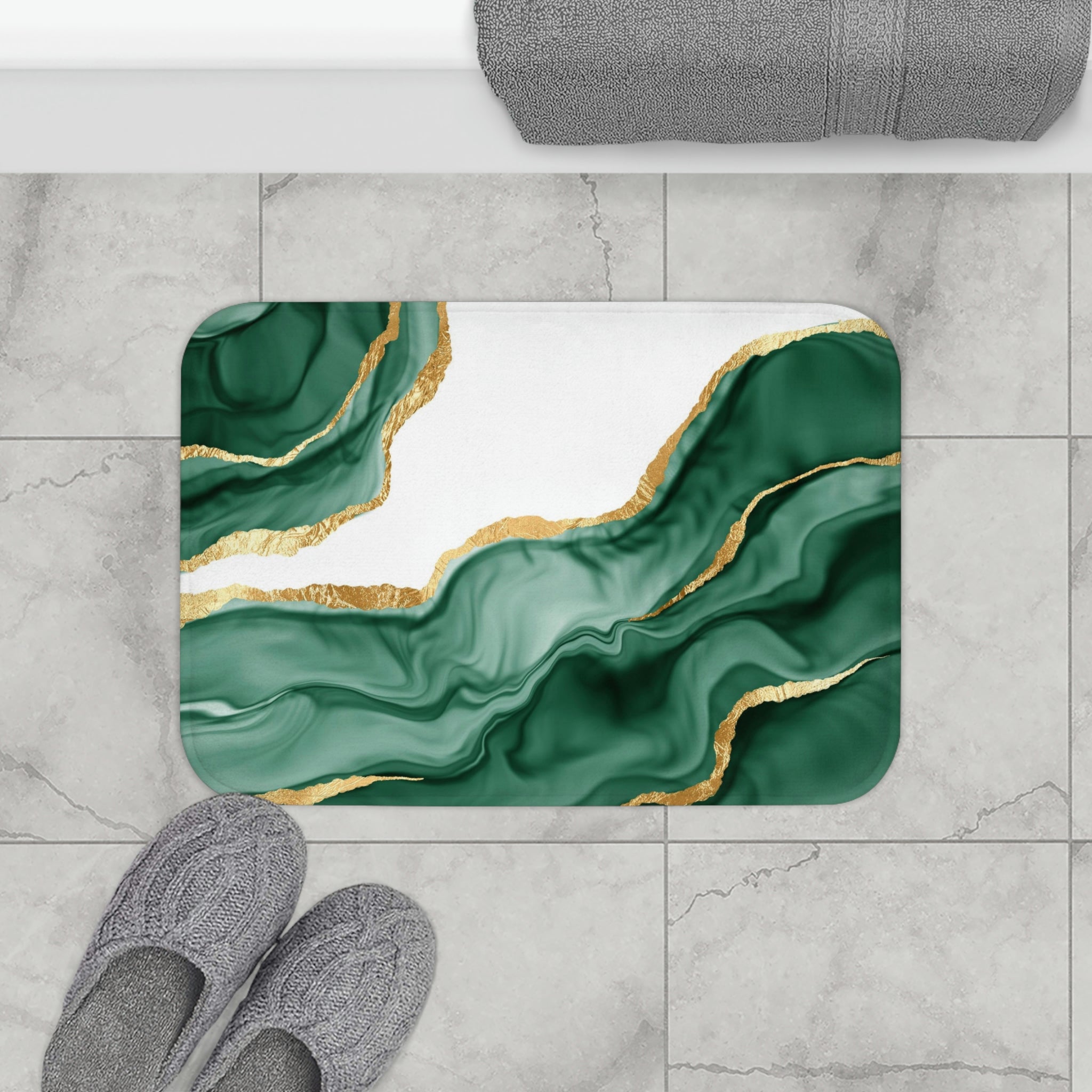 Bath, Kitchen, Floor Mat | Marble Print | Forest Sage Green