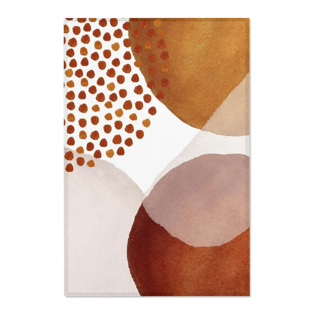 Abstract Area Rug |  Rust Cream Burnt Orange