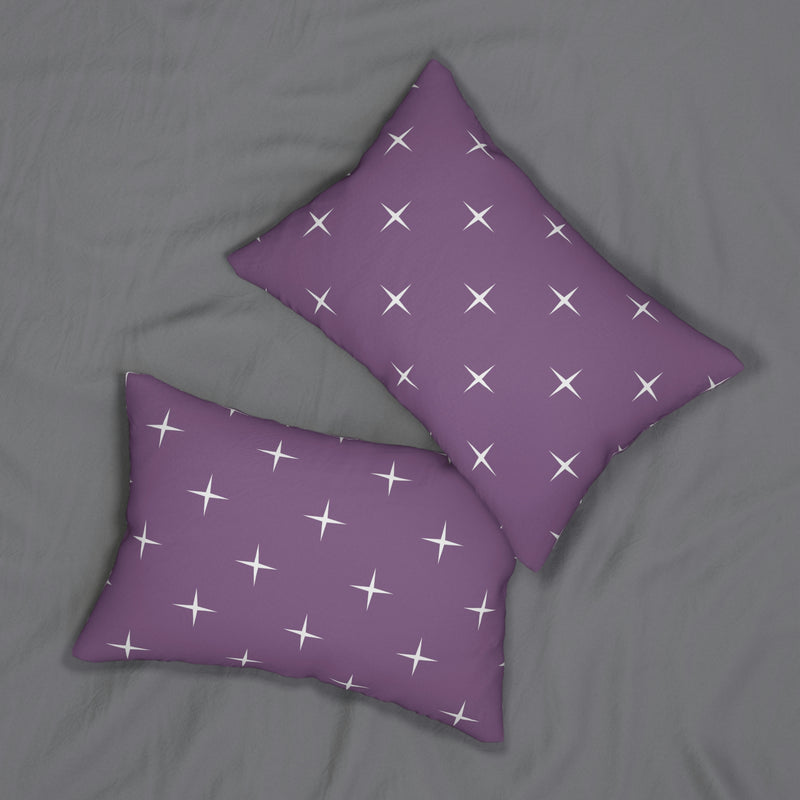 Minimalist Lumbar Pillow | Lilac Violet White stars