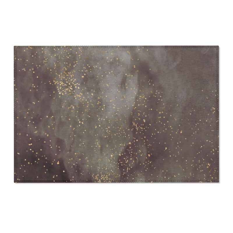 Abstract Area Rug | Earthy Brown Gold Galaxy