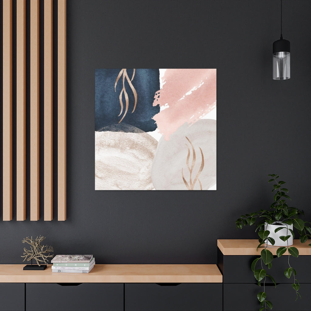 Abstract Canvas Wall Art | Navy Blush Pink Cream