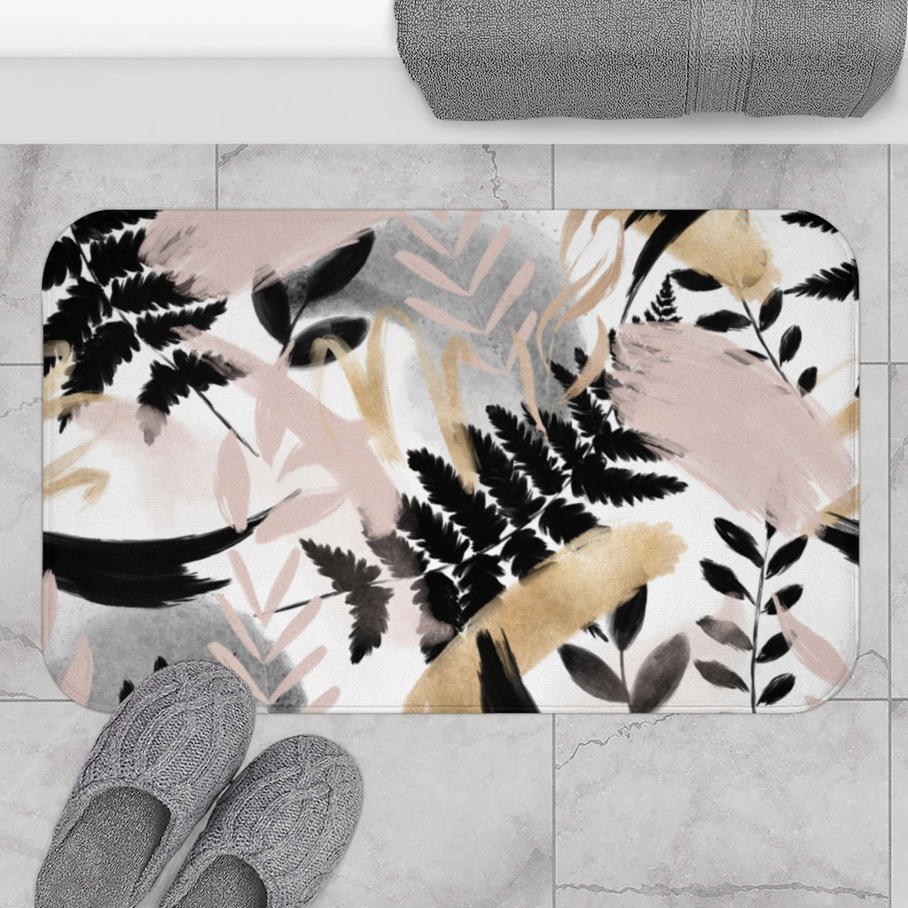 modern floral bath mat