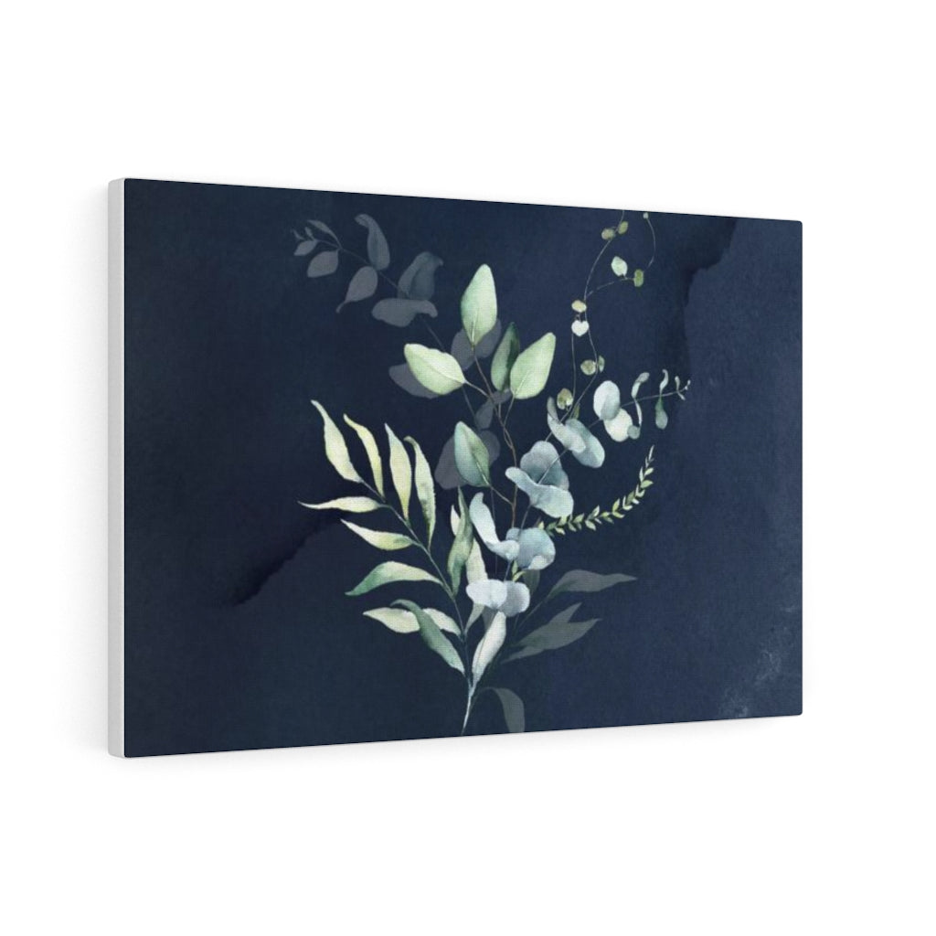 FLORAL WALL CANVAS ART | Navy Blue Green Eucalyptus