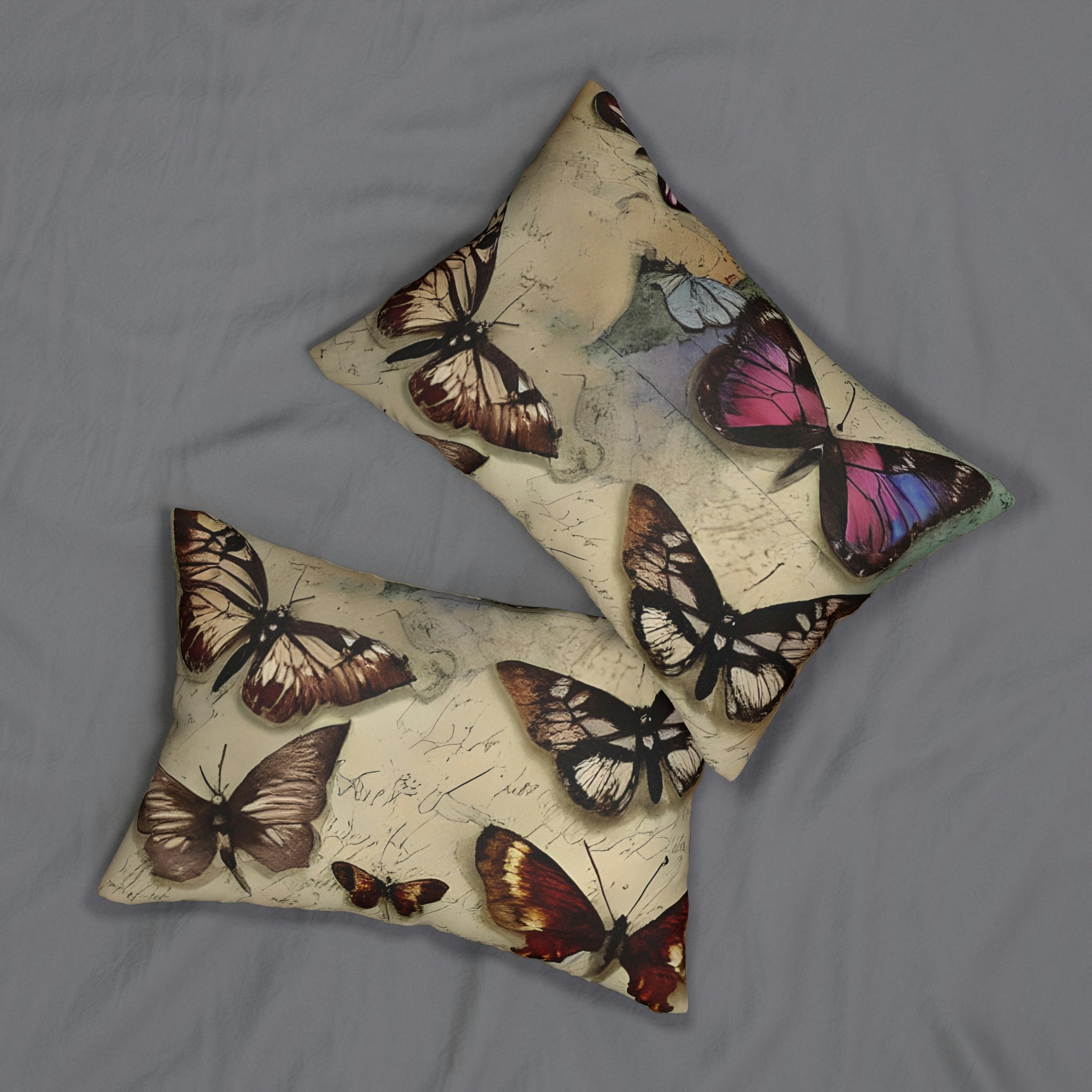 Vintage Butterflies Forest Lumbar Pillow