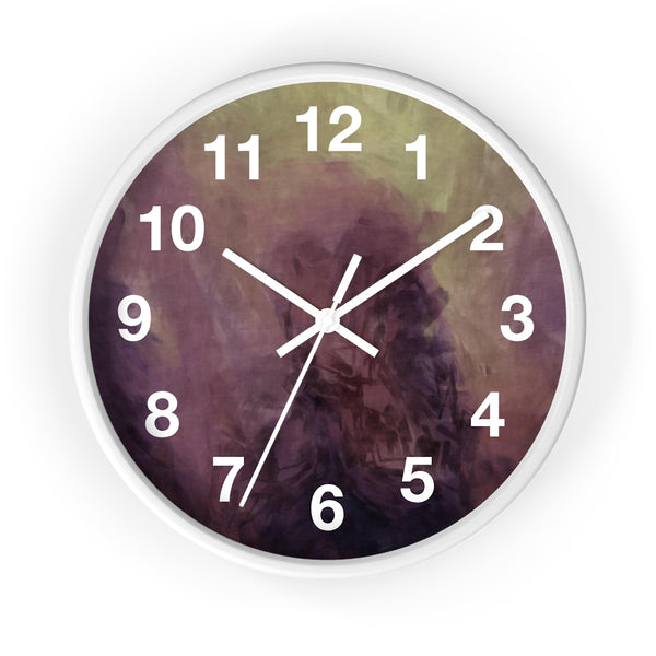 Abstract 10" Wood Wall Clock | Deep Purple Green