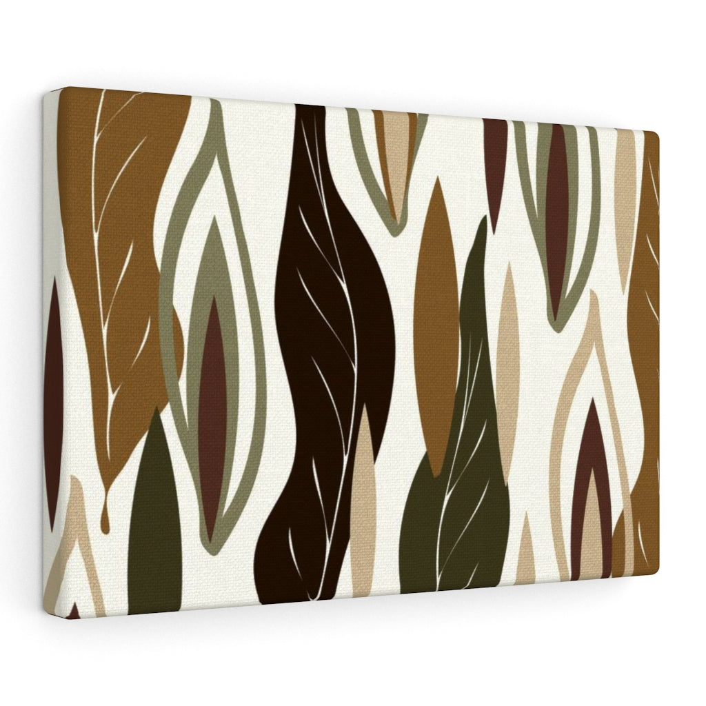 FLORAL CANVAS ART | White Green Brown Leaves