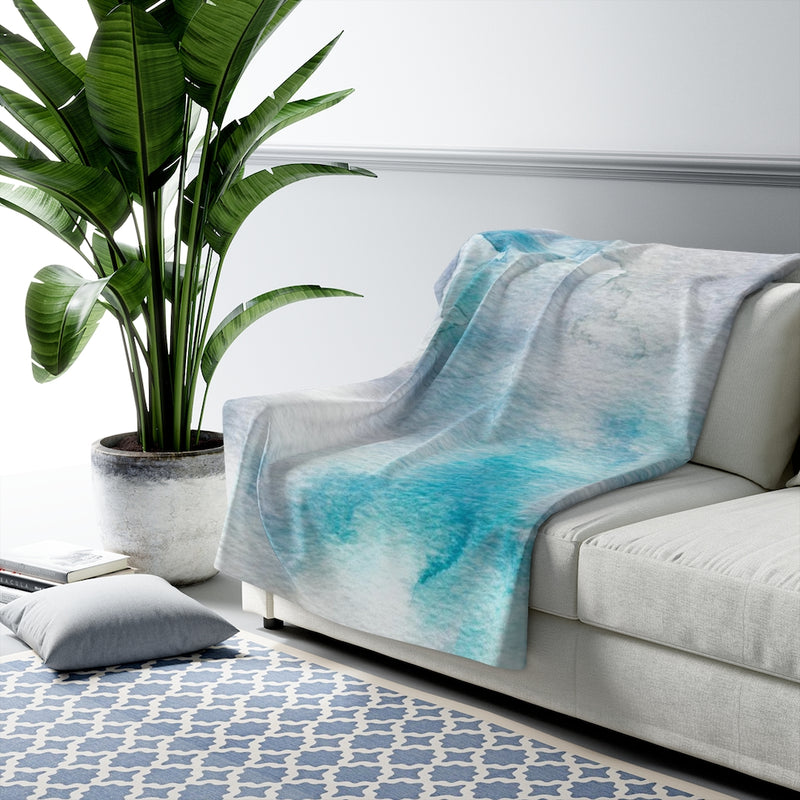 Abstract Comfy Blanket | Turquoise White Ombre