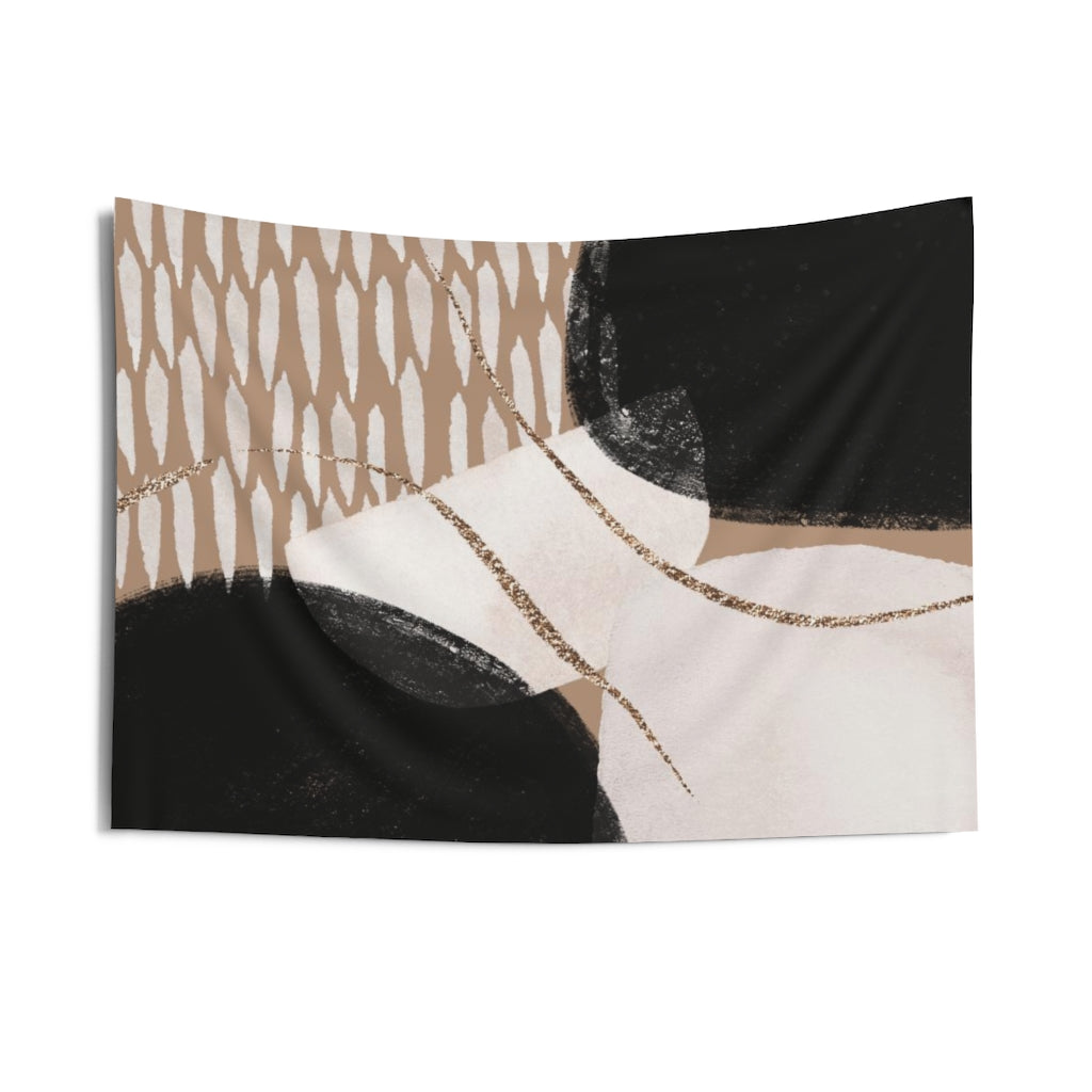 Abstract Tapestry | Beige Brown Black Gold