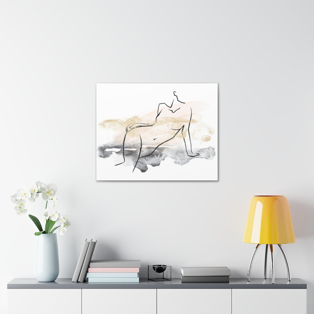 Abstract Canvas Wall Art | White Ombre Female Art