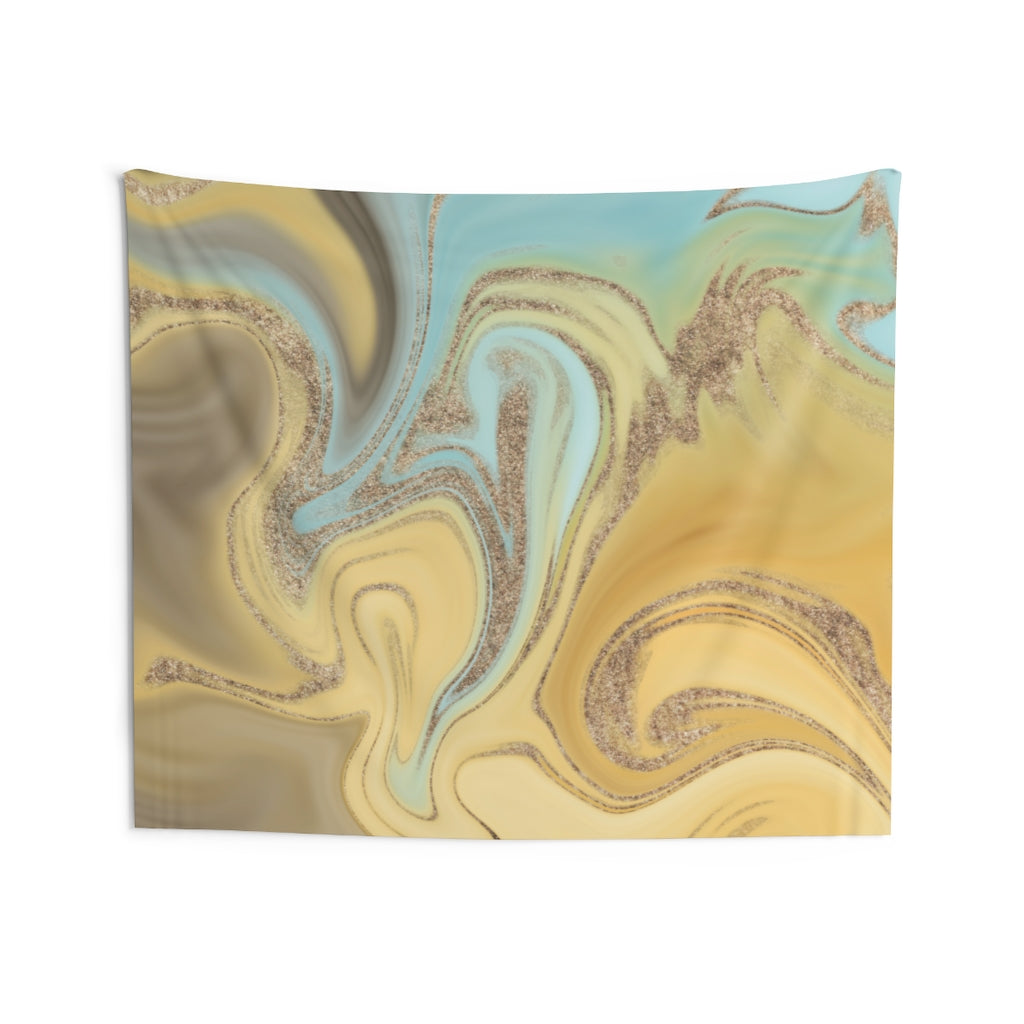 Abstract Tapestry | Teal Yellow Gold