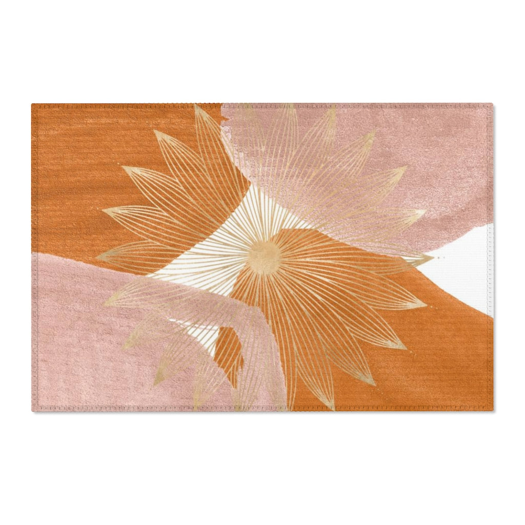 Abstract Area Rug | Burnt Orange Dusty Pink Gold Mandala