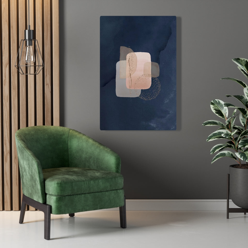 ABSTRACT WALL CANVAS ART | Blush Pink Grey Navy Blue Gold