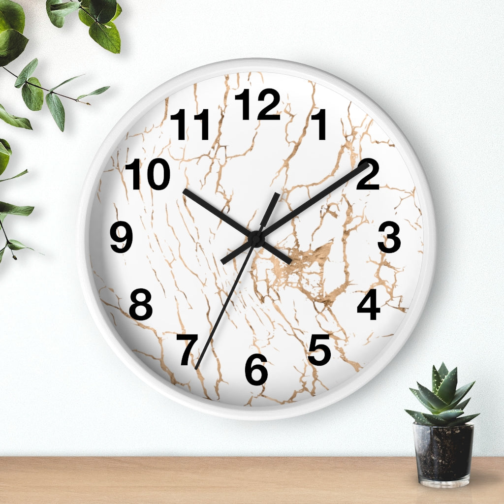 Abstract 10" Wood Wall Clock | White Gold Beige