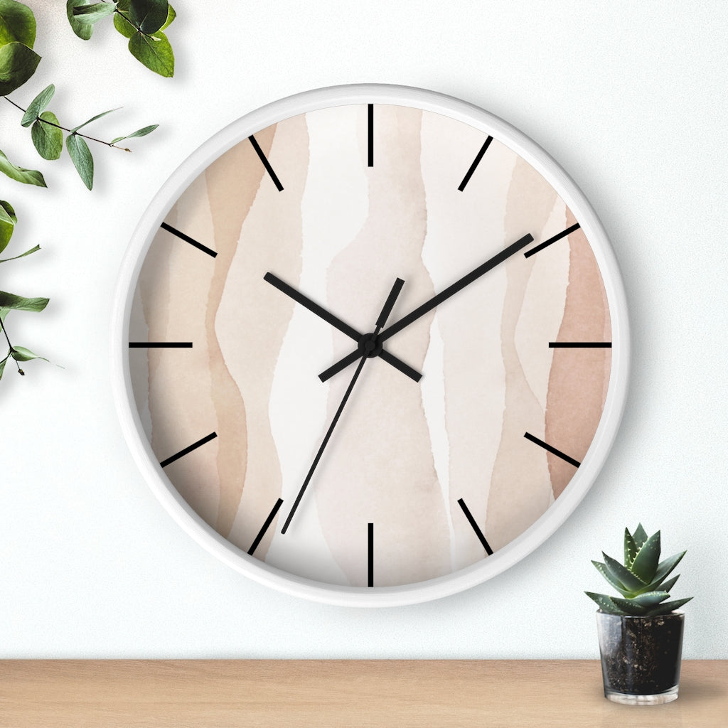 Wood,  Wall Clock, Pastel Beige 10"