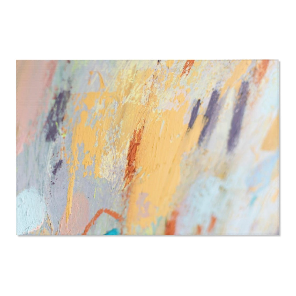 Abstract Area Rug | Yellow Blue Purple Gray Acrylic