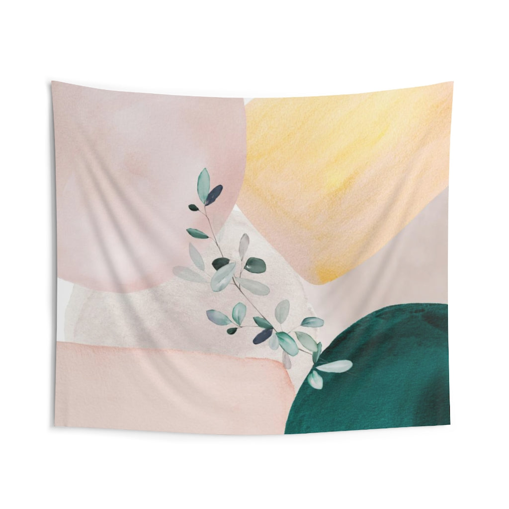 Floral Tapestry | Yellow Blush Pink Green Eucalyptus Leaves