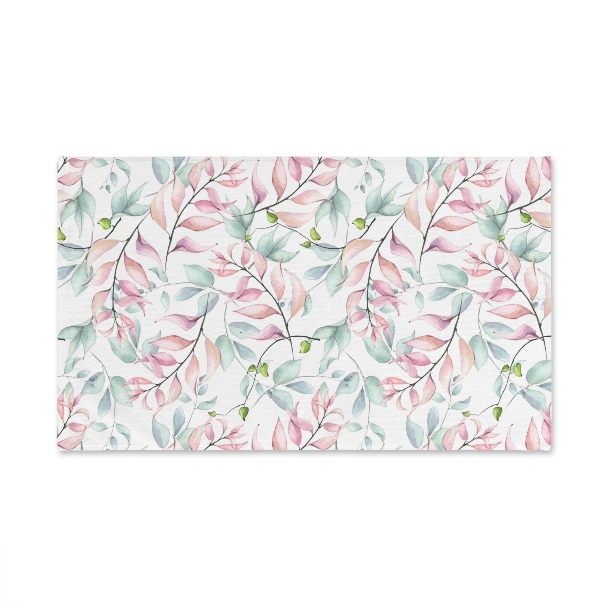 Floral Boho Kitchen, Bath Hand Towel | Pastel Sage Teal Green, Blush Pink