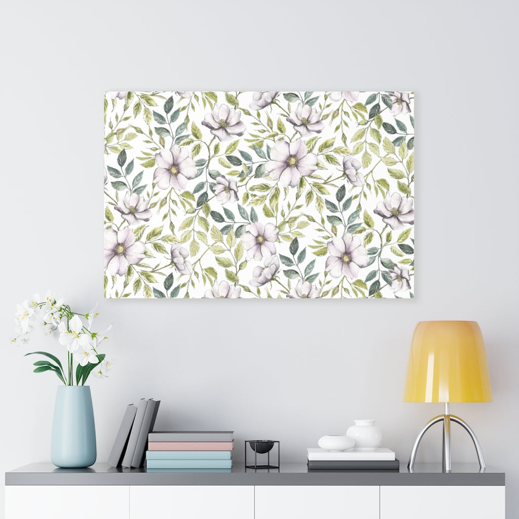 FLORAL CANVAS ART | White Green Purple