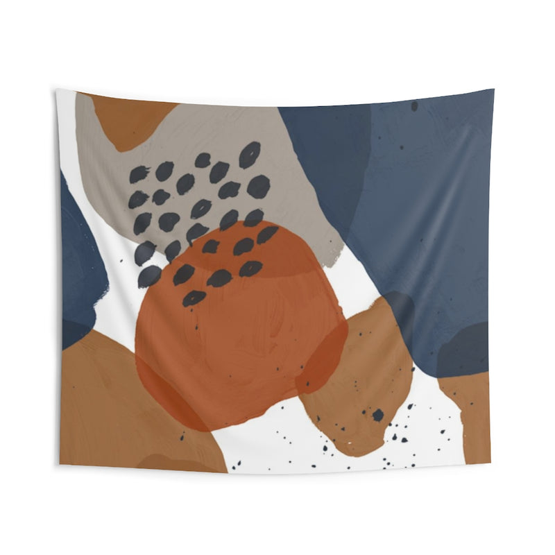 Abstract Tapestry | White Navy Blue Brown Rust